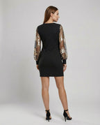 Black Flower Mesh Midi Dress