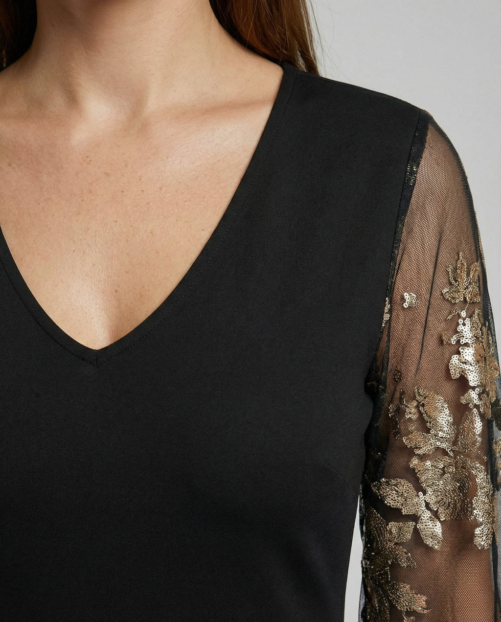 Black Flower Mesh Midi Dress
