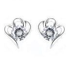 Women’s stud earrings with stylish heart design and sparkling crystals
