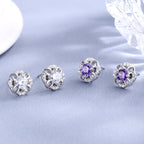 Women's stud earrings with delicate flower design and sparkling crystals