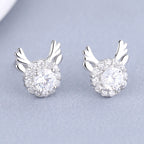 Women's earrings with sparkling crystals and playfully designed wings