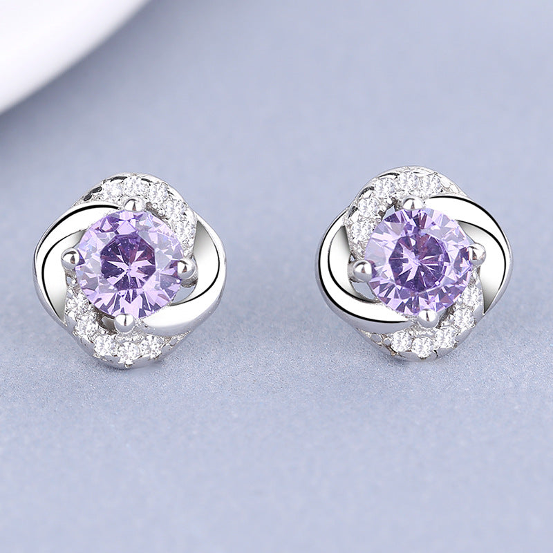Women's earrings with sparkling cubic zirconia and elegant cable design