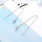 Women's earrings with elegant square pendant and shimmering zirconia