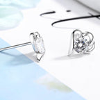 Women’s stud earrings with stylish heart design and sparkling crystals