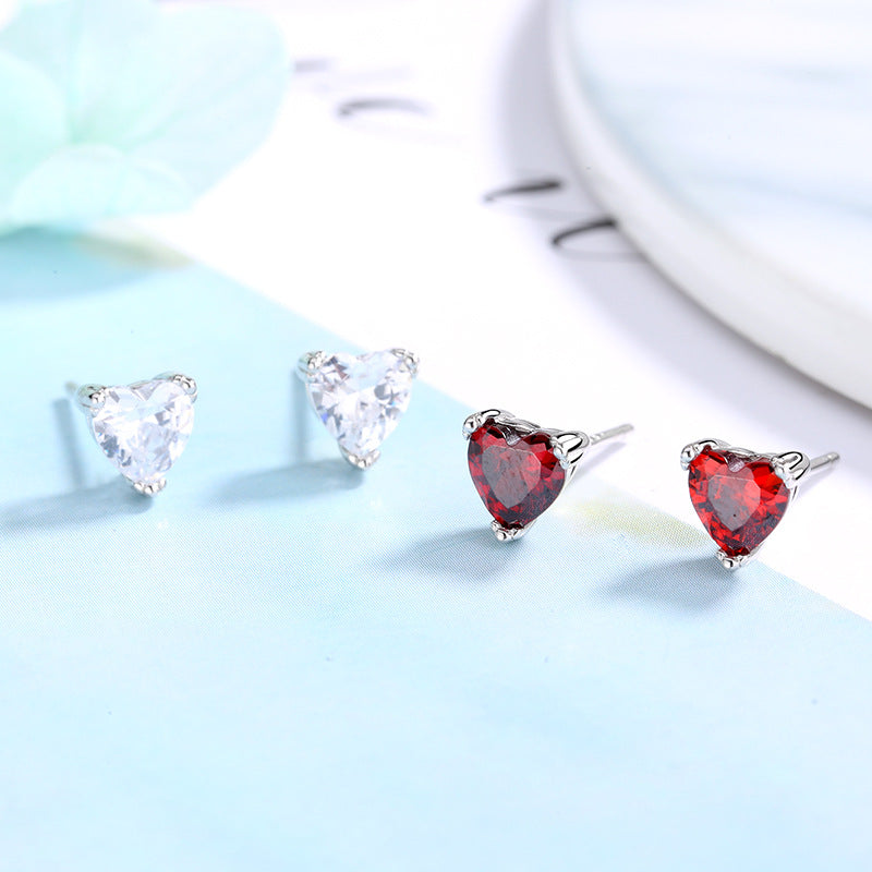 Women's earrings with sparkling heart accents made of high-quality stainless steel