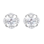 Women's stud earrings with delicate flower design and sparkling crystals