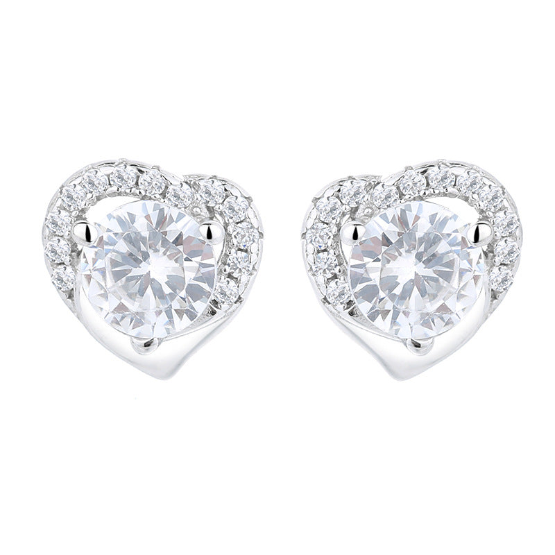 Women's earrings in heart-shaped design with sparkling zirconia