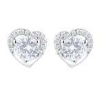 Women's earrings in heart-shaped design with sparkling zirconia