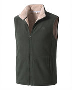 Men's thermal fleece vest with Sherpa lining, high stand-up collar and concealed side pockets