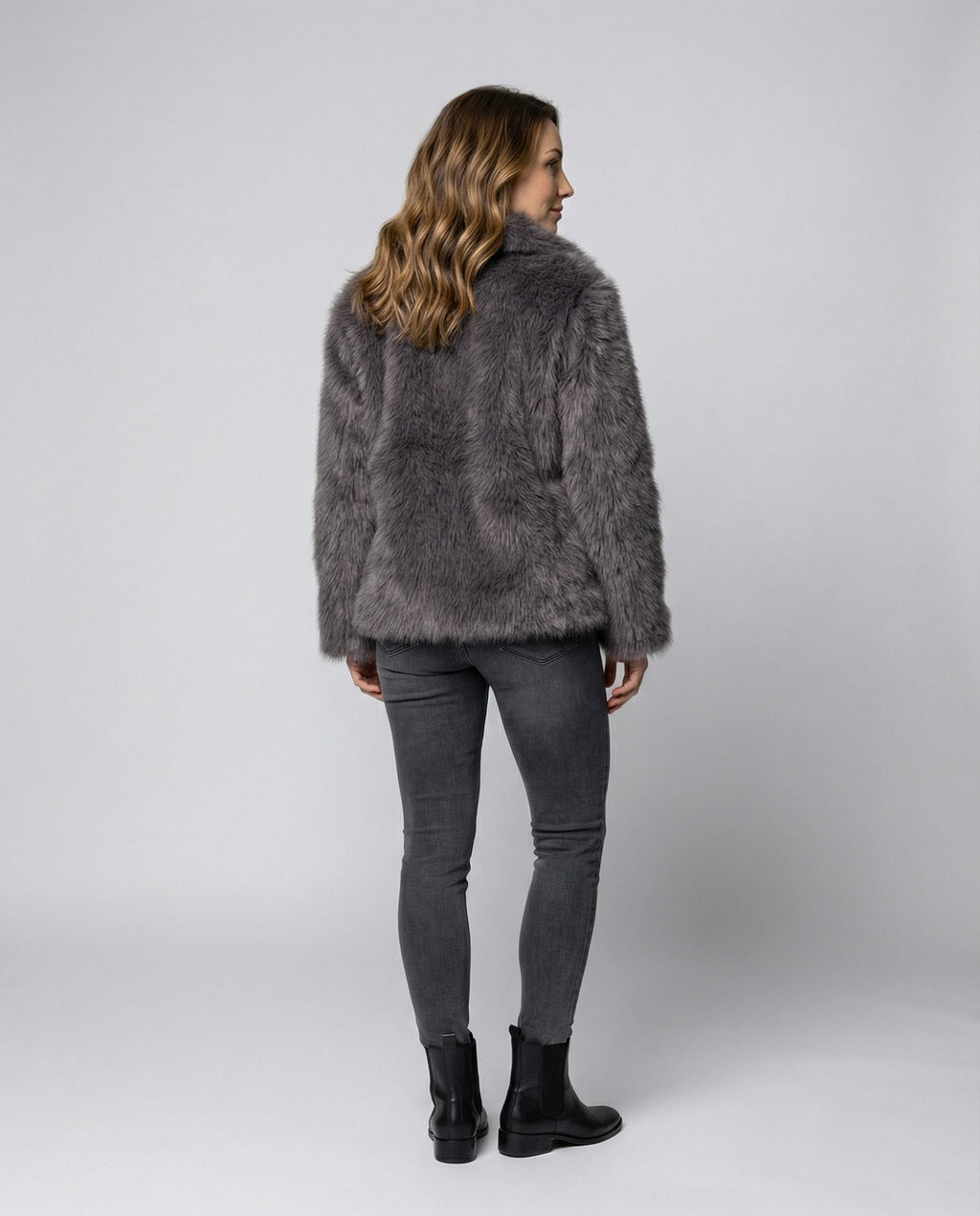Faux-Fur Shawl Collar Jacket