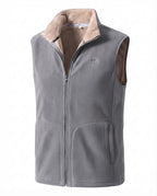 Men's thermal fleece vest with Sherpa lining, high stand-up collar and concealed side pockets