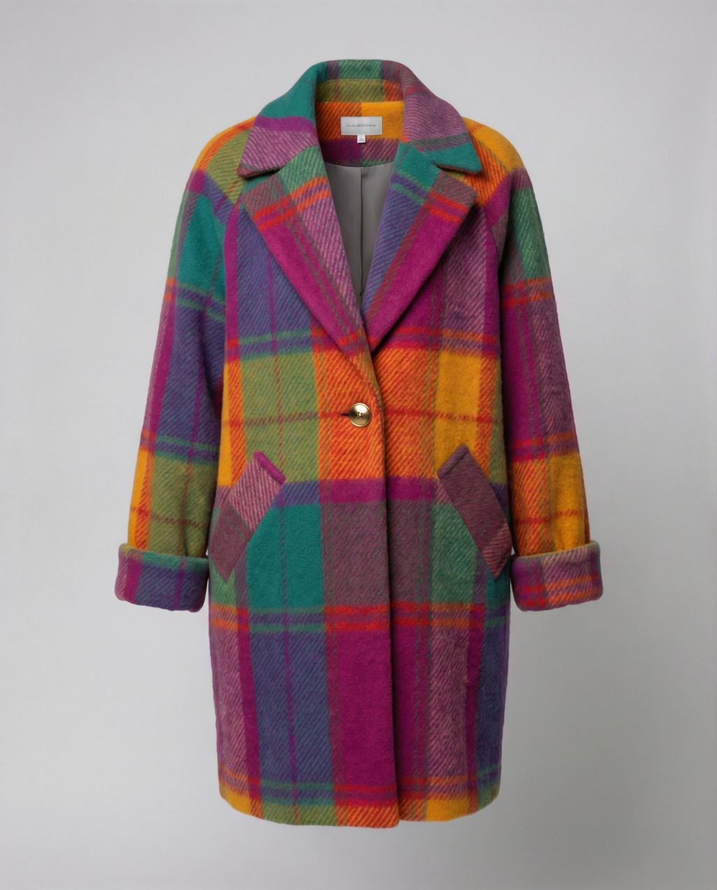 Oversized Check Pattern Women's Jacket