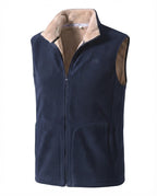 Men's thermal fleece vest with Sherpa lining, high stand-up collar and concealed side pockets