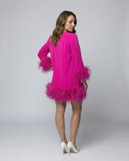 Asymmetrical Feather Mini Dress Women
