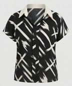 Women's Silk Imitation Blouse Shirt with Print