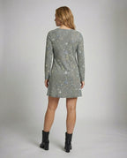 Silver V-neck Mini Dress