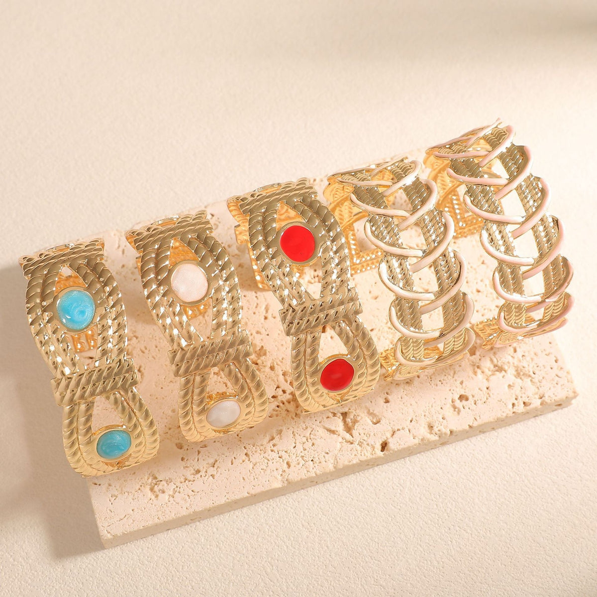 Women Open Bangle with Artistic Braiding Pattern