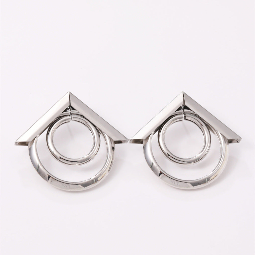 Women's Hanging Earrings with Elegant, Curved Ring Design