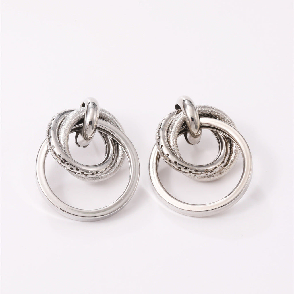 Women's Hanging Earrings with Elegant, Curved Ring Design