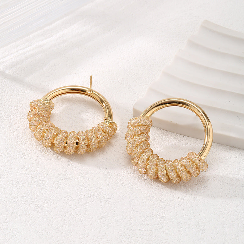 Women's Hanging Earrings with Artistic Spiral Structure