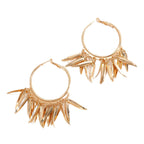 Women Hanging Earrings with Elegant Decorative Leaf Design