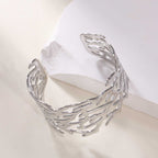 Women's Open Bangle with Elegant Wave Design