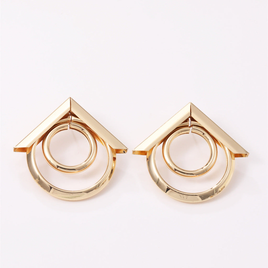 Women's Hanging Earrings with Elegant, Curved Ring Design