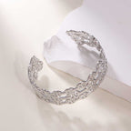 Women's Open Bangle in Modern Bamboo Design