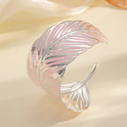 Ladies Open Cuff Bracelet in Tropical Leaf Design