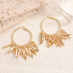 Women Hanging Earrings with Elegant Decorative Leaf Design