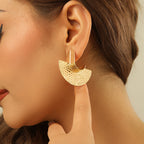 Women's Hanging Earrings with Artistic, Textured Design