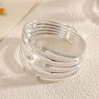 Women's Open Bangle with Modern, Layered Design
