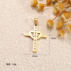Ladies cross pendant with heart-shaped design and sparkling accents