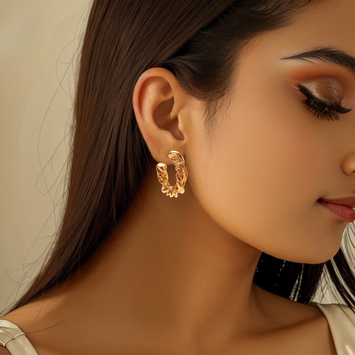 Women High-Quality Earrings with Braided Design