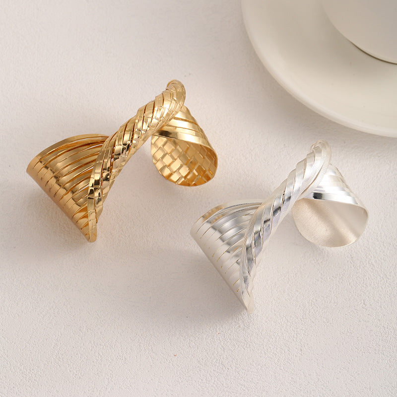Ladies Open Bangle with Artistic Fold Design