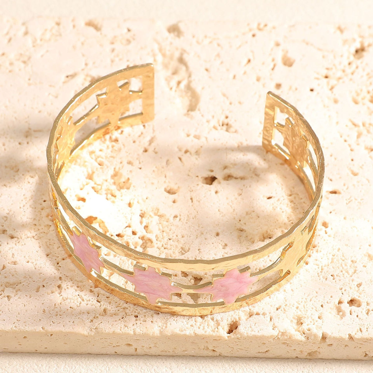 Women's Open Bangle with Elegant Leaf Design
