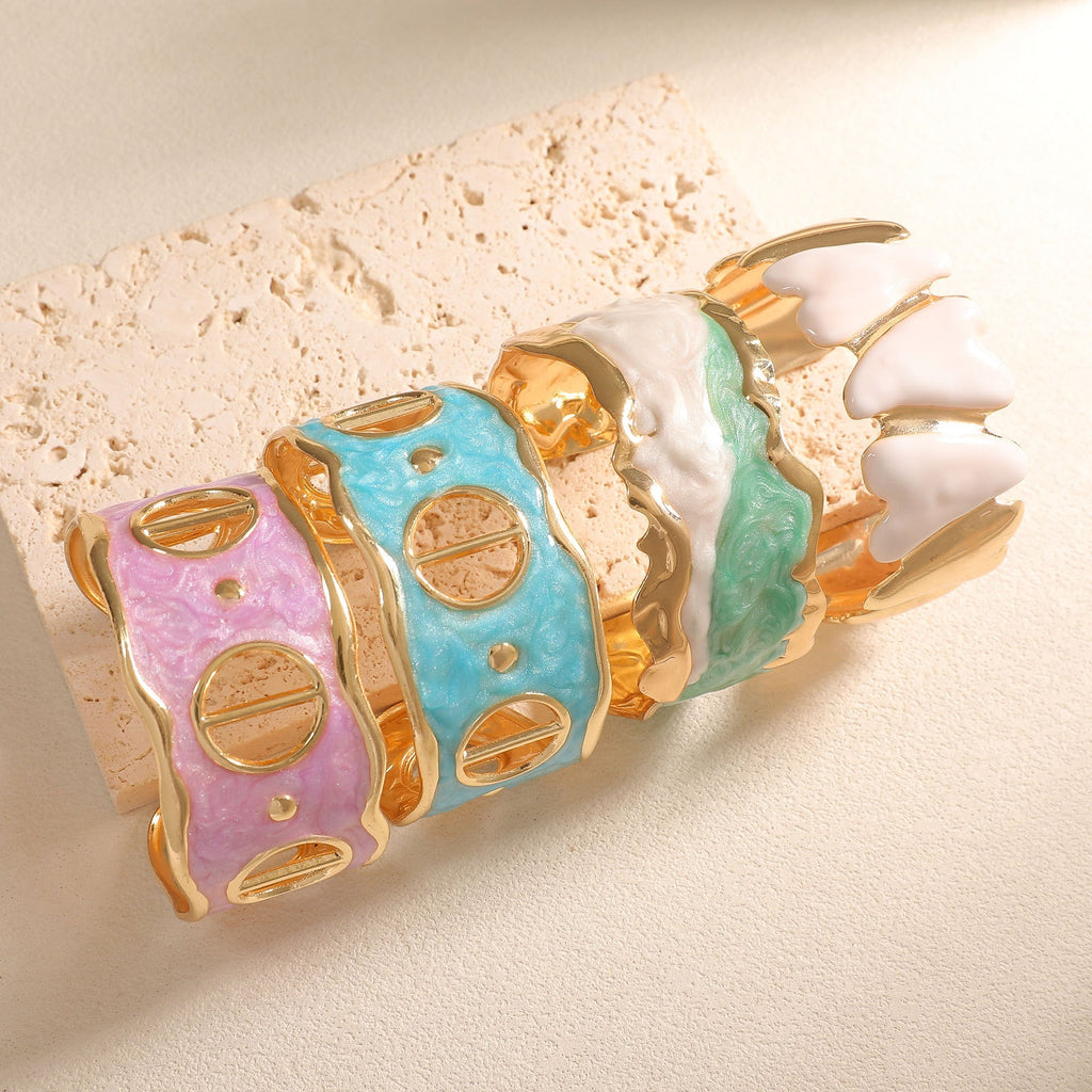 Women Open Cuff Bracelet with Artistic Snake Design
