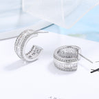 Women's stud earrings with elegant crystal and zirconia embellishment