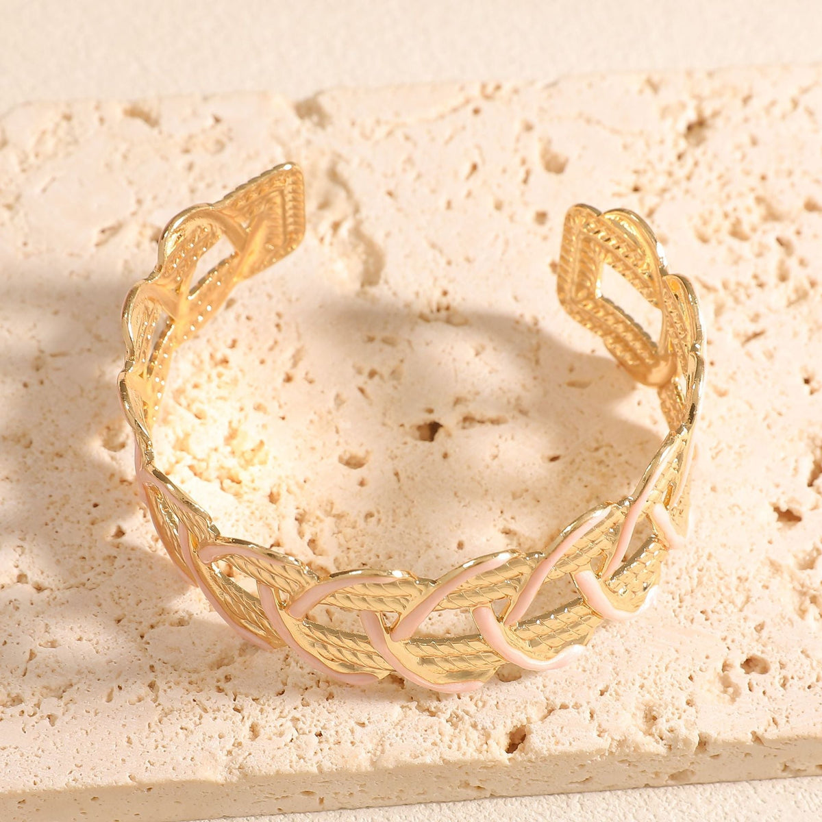 Women Open Bangle with Artistic Braiding Pattern