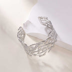 Women's Open Bangle with Elegant Wave Design