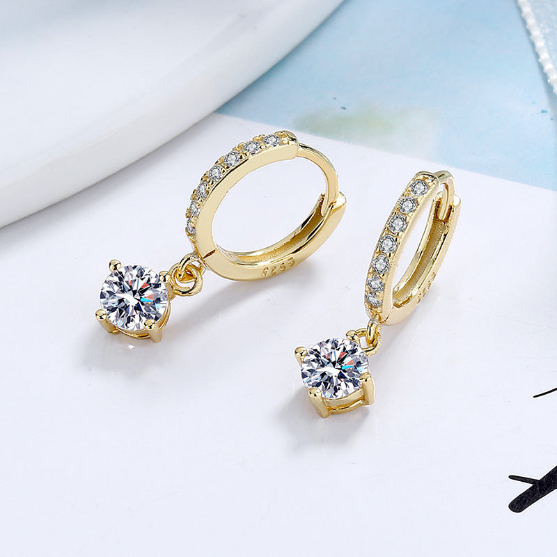 Ladies earrings with sparkling crystals and high-quality gold plating