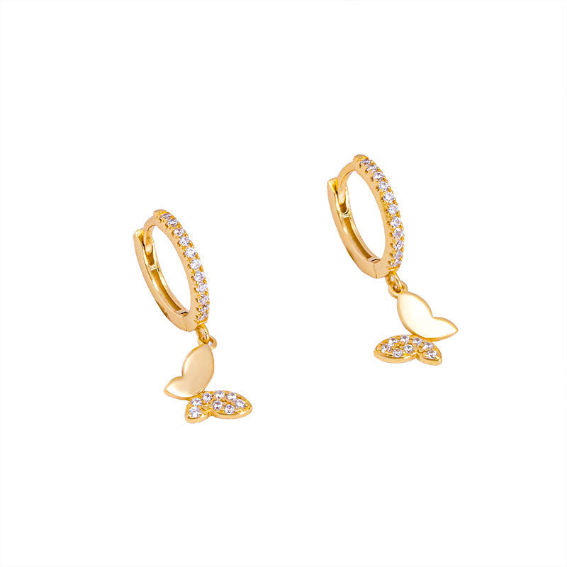 Ladies earrings with elegant butterfly design and sparkling details