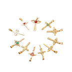 Ladies cross pendant with heart-shaped design and sparkling accents