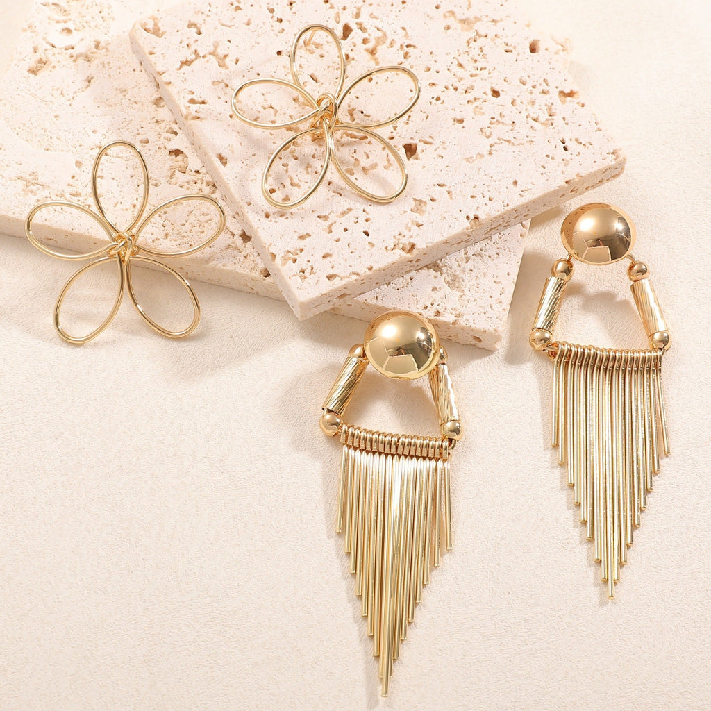 Ladies Hanging Earrings in Artistic Flower Design