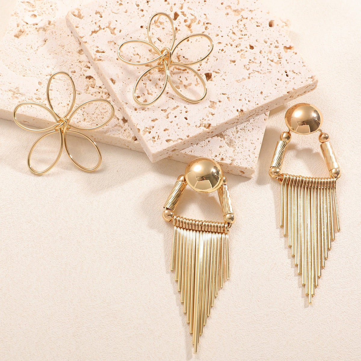 Ladies Hanging Earrings in Artistic Flower Design