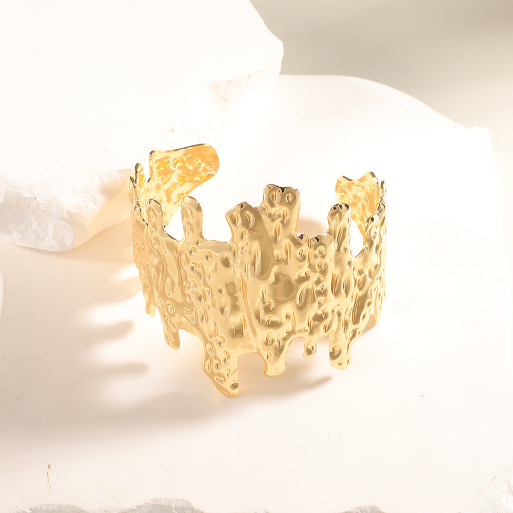 Women Open Bangle with Artistic Relief Design