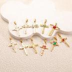Ladies cross pendant with heart-shaped design and sparkling accents