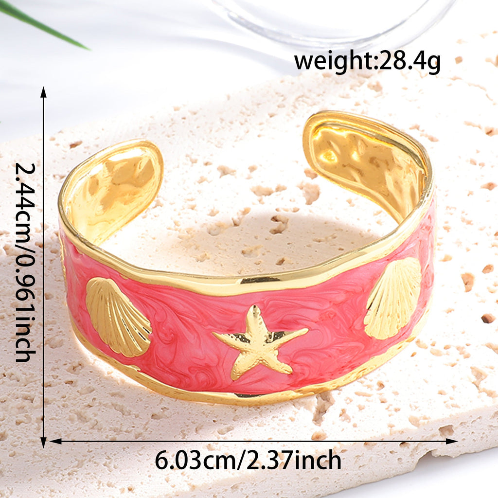 Women's Bangle with Maritime Shell and Starfish Design