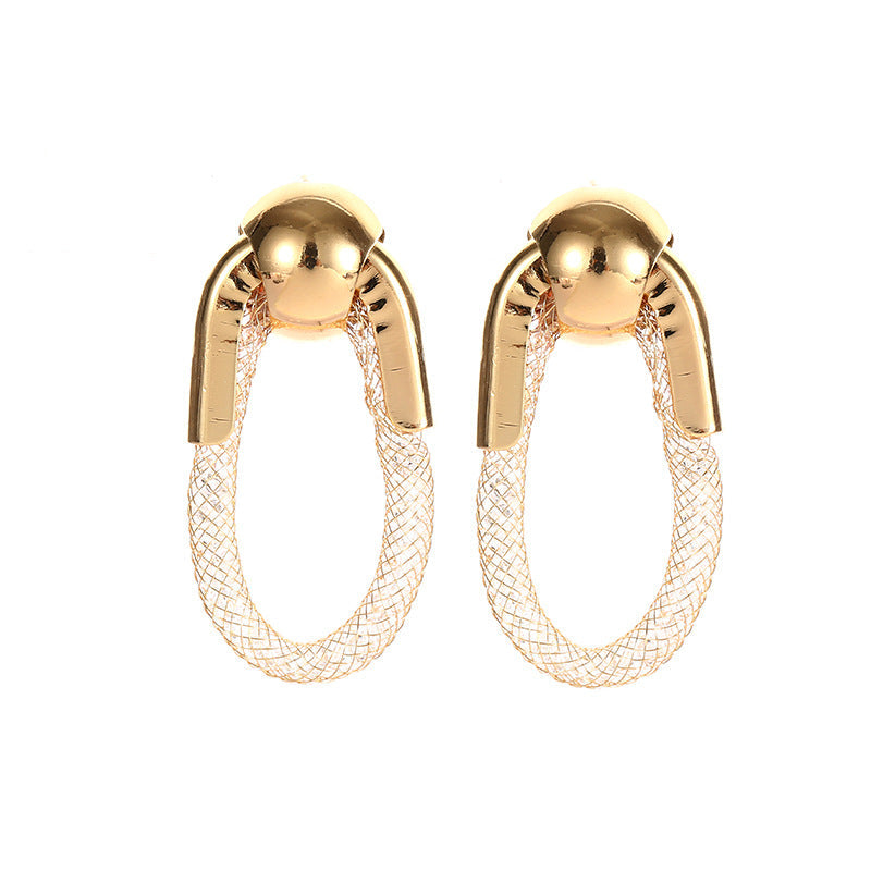 Ladies Hanging Earrings with Innovative, Gold-colored Design