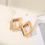 Women's Hanging Earrings with Square Design and Glossy Surface